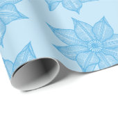 Papier Cadeau Bleu sur bleu clair Fleurs croquantes (Coin rond)