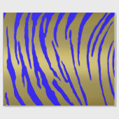 Papier Cadeau Bleu Tigre Or (Plat)