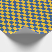 Papier Cadeau Bleu tissé carrelé et jaune (Coin)