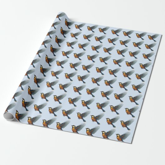 Papier Cadeau bleu Tit bleu (Déroulé)