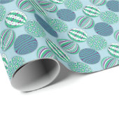 Papier Cadeau Bleu tonalités de boules ornements (Coin rond)