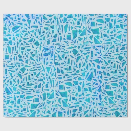Papier Cadeau Bleu Turquoise Mosaïque Carrelage Moderne Chic (Plat)