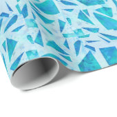 Papier Cadeau Bleu Turquoise Mosaïque Carrelage Moderne Chic (Coin rond)