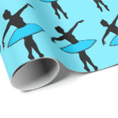 Papier Cadeau Bleu Tutu Danse Ballet Danse Ballerina Silhouette (Coin rond)