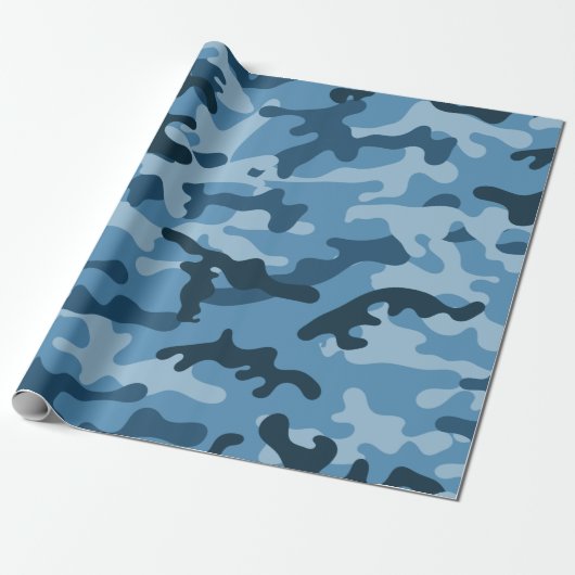 PAPIER CADEAU "BLEU URBAN CAMO" (Déroulé)
