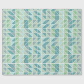 Papier Cadeau Bleu Vert Blanc Abstrait Moderne Triangle Rétro (Plat)