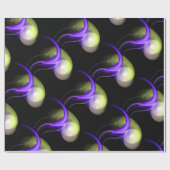 PAPIER CADEAU BLEU VERT BLANC PERLES ALIENS (Plat)