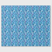 Papier Cadeau Bleu / Vert / Couleur blanche Lignes ondulées (Plat)