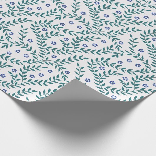 Papier Cadeau bleu vert feuilles (Coin)