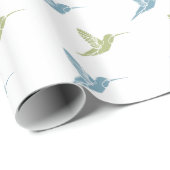 Papier Cadeau Bleu Vert Hummingbirds Anniversaire (Coin rond)