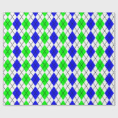 Papier Cadeau Bleu Vert Jacquard blanc Diamant Design (Plat)