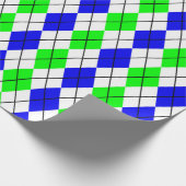 Papier Cadeau Bleu Vert Jacquard blanc Diamant Design (Coin)