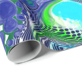 Papier Cadeau Bleu vert Marbre brun brindilles Anniversaire (Coin rond)