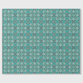 Papier Cadeau Bleu-Vert Mer Galets Motif de mosaïque (Plat)