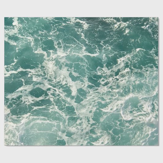Papier Cadeau Bleu vert Ocean Waves Wrapper (Plat)