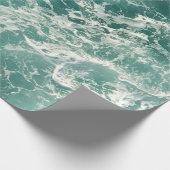 Papier Cadeau Bleu vert Ocean Waves Wrapper (Coin)