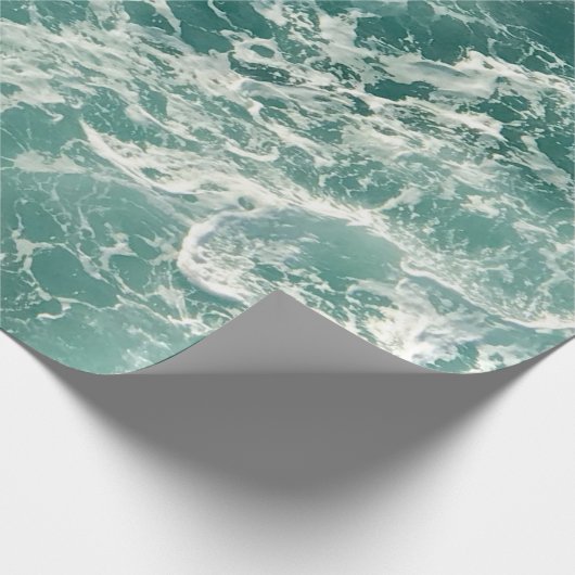 Papier Cadeau Bleu vert Ocean Waves Wrapper (Coin)