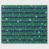Papier Cadeau Bleu vert rayures avec étoiles et Raindrops (Plat)
