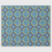 Papier Cadeau Bleu vert Rustique Boho Motif circulaire géométriq (Plat)