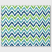 Papier Cadeau Bleu vert Zigzags Motif Ikat (Plat)