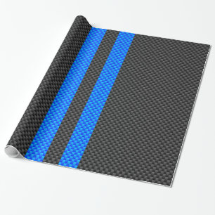 Papier Cadeau Bleu Vibrant fibre de carbone style bandes de cour
