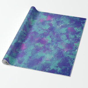 Papier Cadeau Bleu violet Abstrait Brush Strokes Design