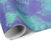 Papier Cadeau Bleu violet Abstrait Brush Strokes Design (Coin rond)