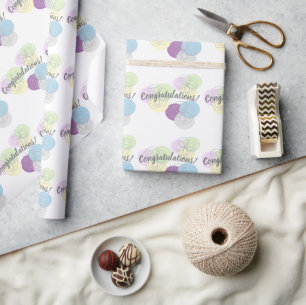 Papier Cadeau Bleu Violet Félicitations Diplômé