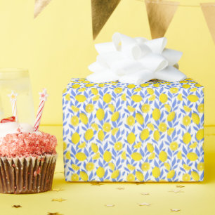 Papier Cadeau Bleus Citrons Méditerranée