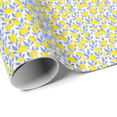Papier Cadeau Bleus Citrons Méditerranée (Coin rond)