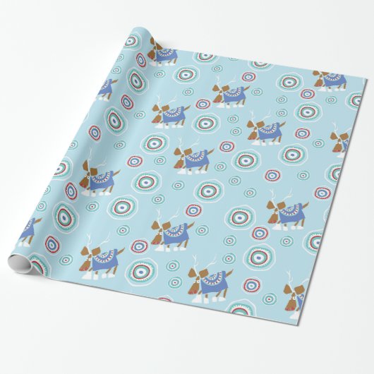 Papier Cadeau Bleus de renne (Déroulé)