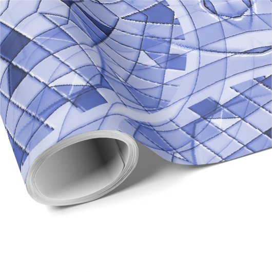 Papier Cadeau Bleus géométriques..... (Coin rond)