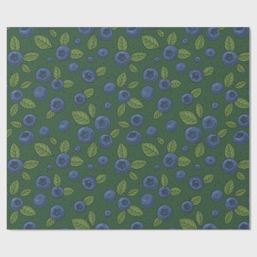 Papier Cadeau Bleus sur vert foncé (Plat)