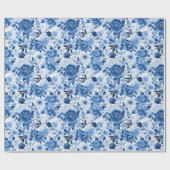 Papier Cadeau Bliss lunaires : Bleu et Blanc (Plat)