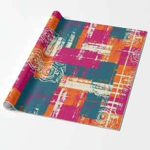 Papier Cadeau Bloc de couleur abstrait motif milieu du siècle