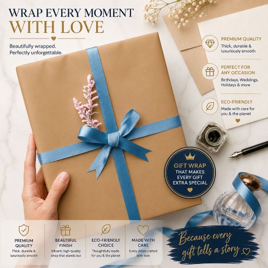 Papier Cadeau Bloc de couleur pêche et bronzée | Conception de m