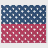 Papier Cadeau Bloc De Couleurs Bleu Et Rouge Avec Étoiles Blanch (Plat)