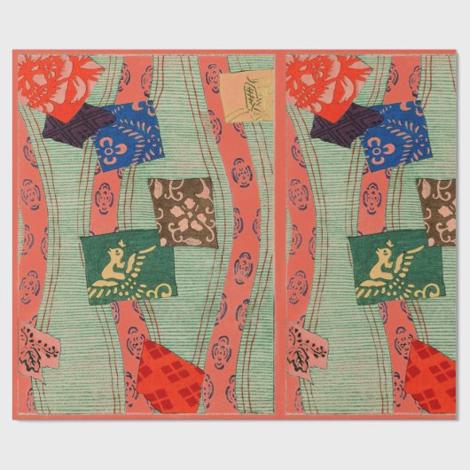 Papier Cadeau BLOC EN BOIS JAPONAIS IMPRIMÉ MOTIF papier à envel (Plat)