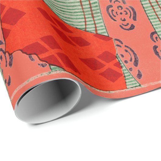 Papier Cadeau BLOC EN BOIS JAPONAIS IMPRIMÉ MOTIF papier à envel (Coin rond)