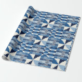 Papier Cadeau Bloc Kente - Indigo doux (Déroulé)