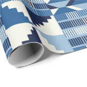 Papier Cadeau Bloc Kente - Indigo doux (Coin rond)