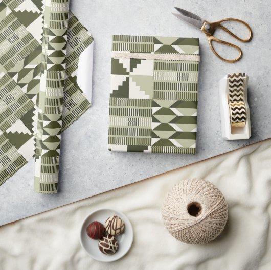 Papier Cadeau Bloc Kente - Olive Héritage (Artisanat)