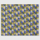 Papier Cadeau Bloc Patchwork (Foyer de Minuit) (Plat)