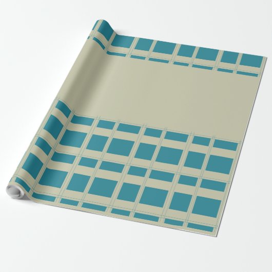 Papier Cadeau Blocs gris et turquoise (Déroulé)