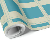 Papier Cadeau Blocs gris et turquoise (Coin rond)