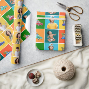 Papier Cadeau Blocs photo colorés Enfants Famille Noël