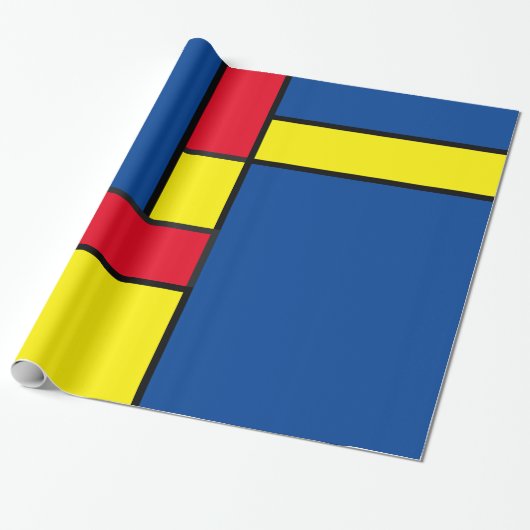 Papier Cadeau Blocs rouge, jaune et bleu Abstraits (Déroulé)