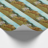 Papier Cadeau Blond Jaune cheval & Bunny de Pâques (Coin)