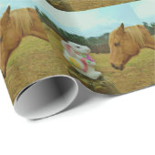 Papier Cadeau Blond Jaune cheval & Bunny de Pâques (Coin rond)