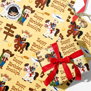 Papier Cadeau Blonde Cowgirl papier à envelopper personnalisé